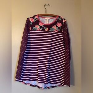 Matilda jane top preppy flower shirt blouse mixed prints polka dot